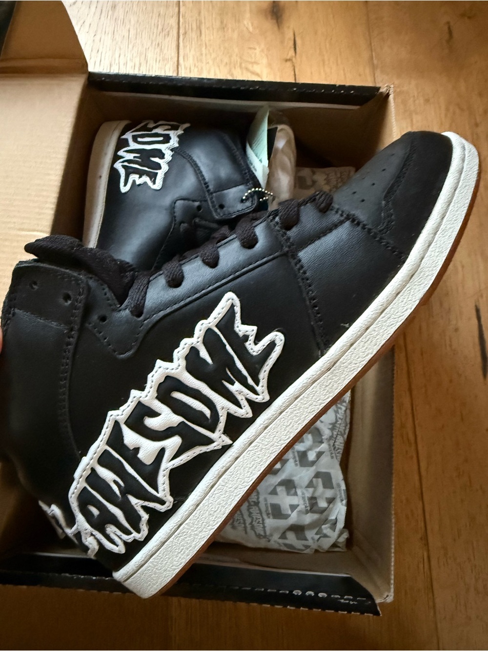 F*cking Awesome Black High-Top Sneakers with White Graphic